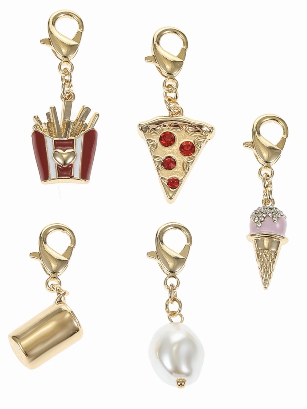 Gold Multi Charm Set - Favorite Foods - 5 Pieces